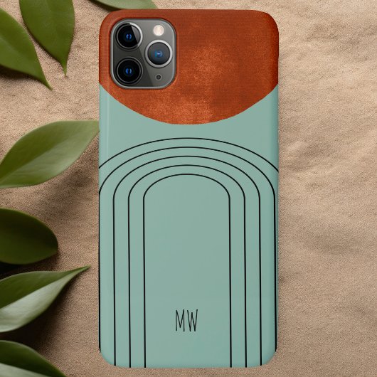 Midden eeuws moderne terracotta boog teal lijn kun Case-Mate iPhone case
