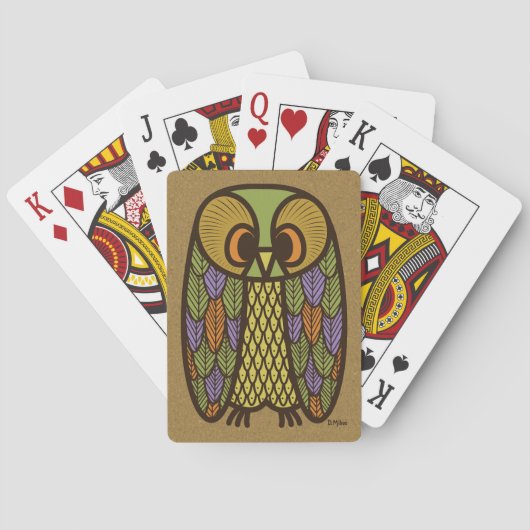 Midden eeuws moderne uil 2 pokerkaarten (Achterkant)