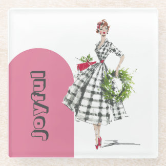 Midden eeuws moderne vintage dame glazen onderzetter