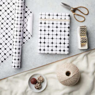 Midden eeuws moderne zwart-wit geometrisch patroon cadeaupapier