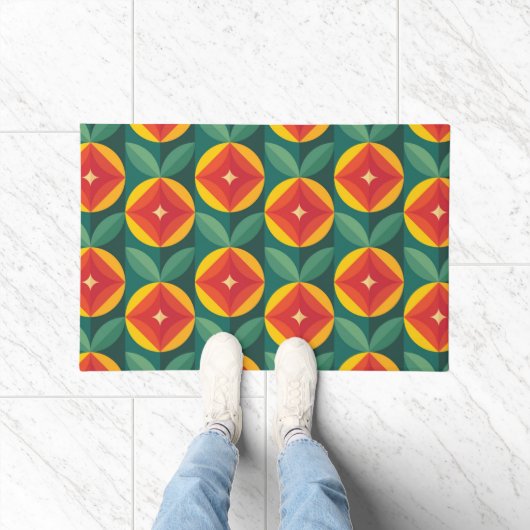 Midden-eeuws Oranje bloemmotief Deurmat (Binnen)