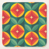 Midden-eeuws Oranje bloemmotief Kartonnen Onderzetters (Voorkant)