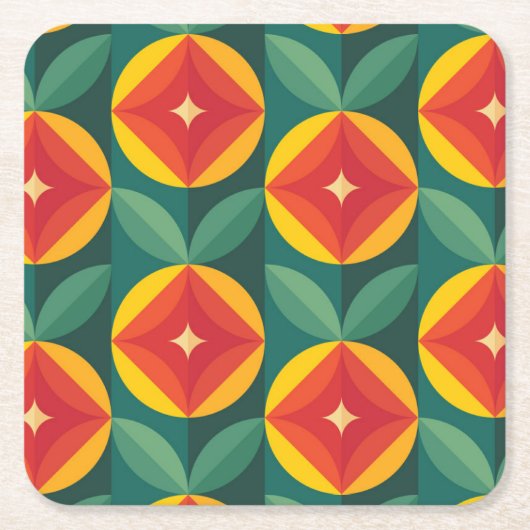 Midden-eeuws Oranje bloemmotief Kartonnen Onderzetters (Voorkant)