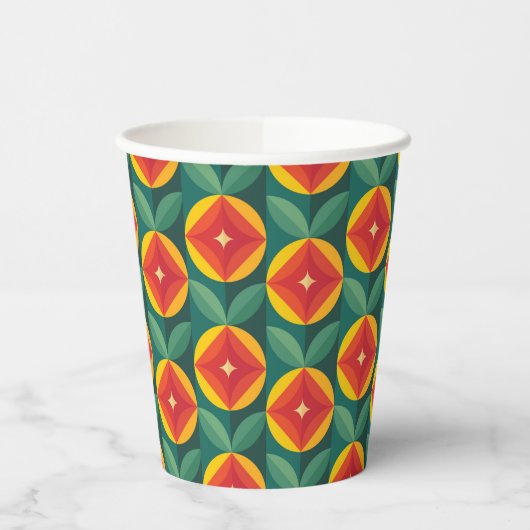 Midden-eeuws Oranje bloemmotief Papieren Bekers (Links)