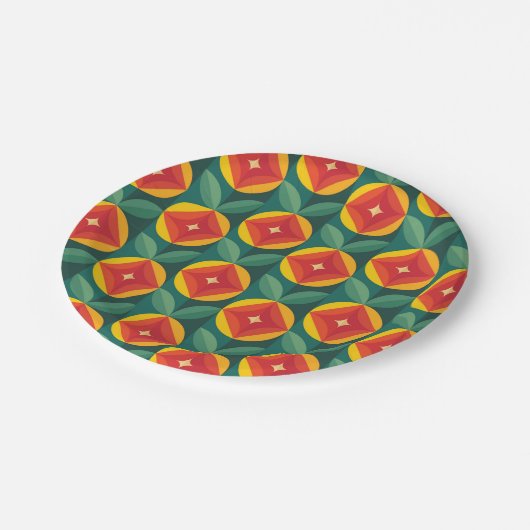 Midden-eeuws Oranje bloemmotief Papieren Bordje (Gekanteld)