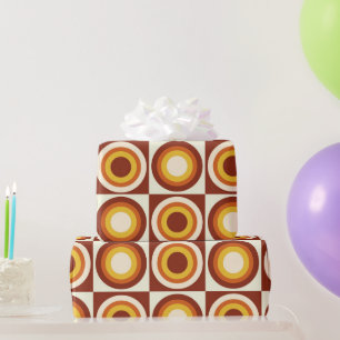 Midden eeuws oranje gele cirkels op vierkanten cadeaupapier