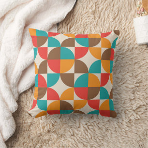 Midden eeuws oranje rood turquoise cirkelvormen kussen