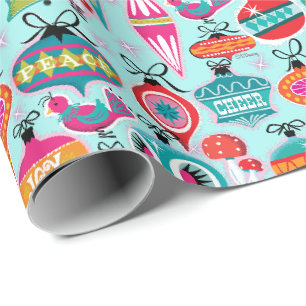 Midden-eeuws Ornament Kerstblauw Cadeaupapier