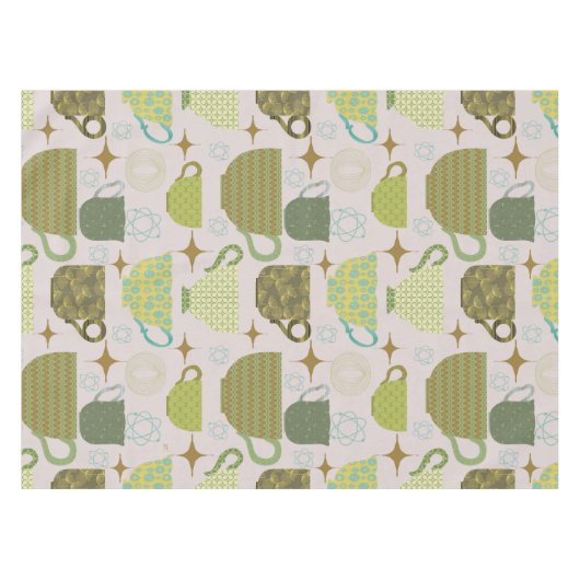 Midden-eeuws pastel theekoppatroon tafelkleed (Voorkant (Horizontaal))