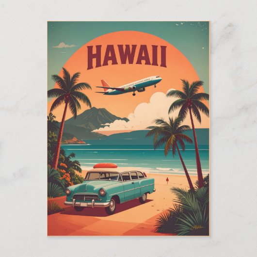 Midden eeuws retro 50s Hawaï Reizen Toerisme Kunst Briefkaart (Voorkant)