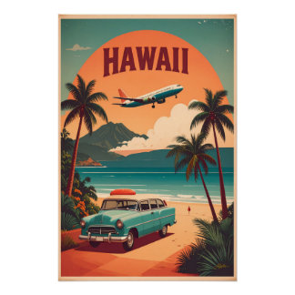 Midden eeuws retro 50s Hawaii Reizen Toerisme Kuns Perfect Poster