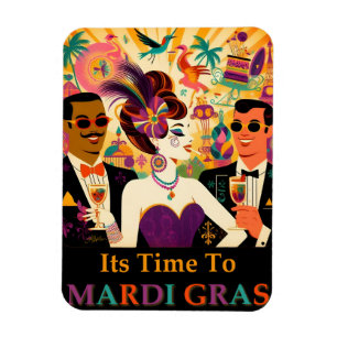 Midden eeuws retro 60s Mardi Gras Cocktailparty Magneet