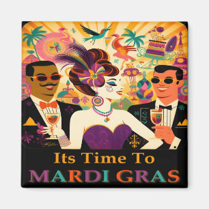 Midden eeuws retro 60s Mardi Gras Cocktailparty Magneet