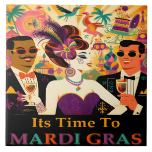 Midden eeuws retro 60s Mardi Gras Cocktailparty Tegeltje