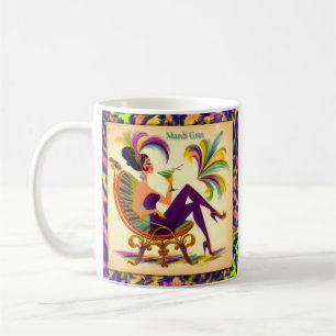 Midden eeuws Retro 60s Mardi Gras Martini Vrouw Koffiemok