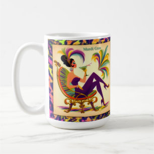 Midden eeuws Retro 60s Mardi Gras Martini Vrouw Koffiemok