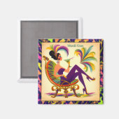 Midden eeuws Retro 60s Mardi Gras Martini Vrouw Magneet (Voorkant / Achterkant)
