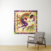 Midden eeuws Retro 60s Mardi Gras Martini Vrouw Wandkleed (In Situ (horizontaal))