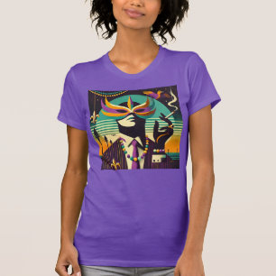 Midden eeuws retro 60s Mardi Gras The Smoking Man T-shirt