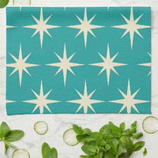 Midden eeuws retro atomaire sterren patroon op tur theedoek