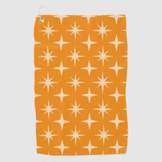 Midden eeuws retro atomaire sterrenpatroon op oran golfhanddoek