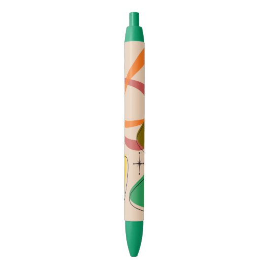 Midden eeuws retro atoomontwerp zwarte inkt pen (Voorkant Verticaal)
