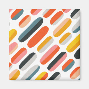 Midden eeuws retro geometrisch abstract patroon magneet