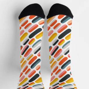 Midden eeuws retro geometrisch abstract patroon sokken