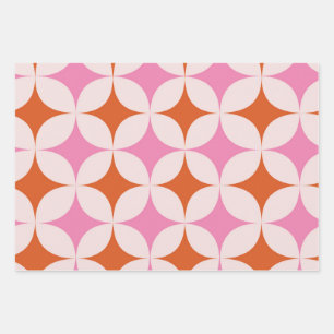 Midden eeuws retro sterrenstelsel patroon oranje r inpakpapier vel