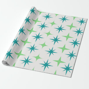 Midden eeuws retro sterrenstelsel patroon turquois cadeaupapier