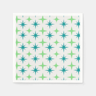Midden eeuws retro sterrenstelsel patroon turquois servet