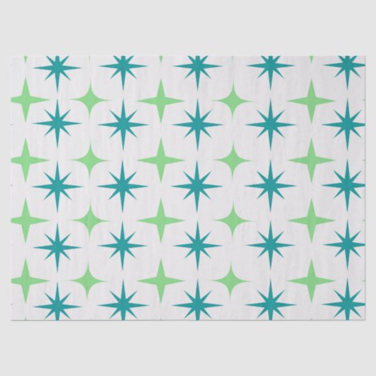 Midden eeuws retro stervonden patroon turquoise gr tissuepapier (Voorkant)
