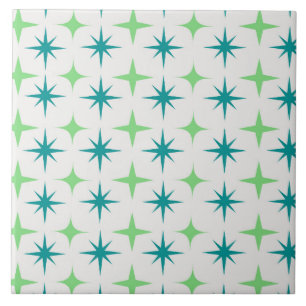 Midden eeuws retro stervuurpatroon turquoise groen tegeltje
