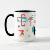 Midden eeuws roze flamingo ovalen stervormige diam mok (Links)