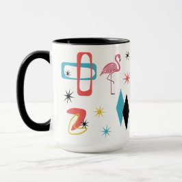 Midden eeuws roze flamingo ovalen stervormige diam mok