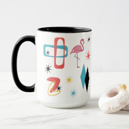 Midden eeuws roze flamingo ovalen stervormige diam mok