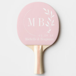 Midden-Eeuws Roze Fluisterblad Trouwmonogram Tafeltennisbatje