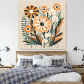 Midden eeuws Scandi tuin Canvas Afdruk (Insitu (Slaapkamer))