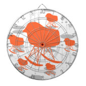 Midden-eeuws Sinaasappel & Grijs Patroonstoel Silh Dartbord (Voorkant)