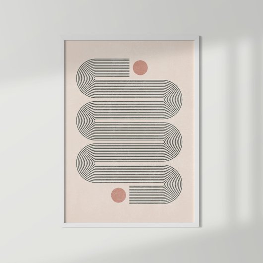 Midden-eeuws Terracotta Abstract Waves Poster