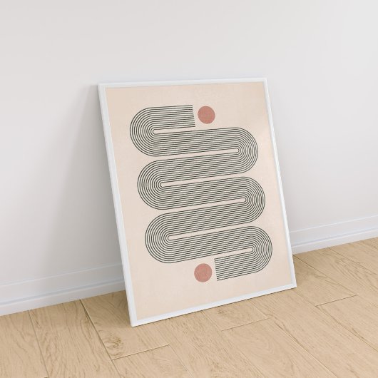 Midden-eeuws Terracotta Abstract Waves Poster