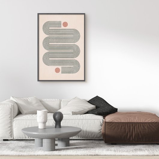 Midden-eeuws Terracotta Abstract Waves Poster