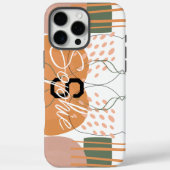 Midden eeuws terracotta en groen abstract monogram Case-Mate iPhone case (Achterkant)