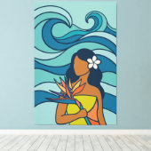 Midden eeuws tropisch strand kunst canvas print (Insitu (Houten vloer))