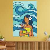 Midden eeuws tropisch strand kunst canvas print (Insitu (Woonkamer))