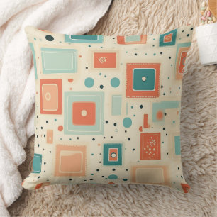 Midden eeuws turquoise blauwe oranje abstract vier kussen