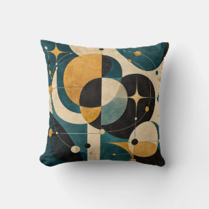 Midden eeuws turquoise mosterd Atoom Orbit Geometr Kussen