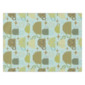 Midden-eeuws turquoise theekoppatroon tafelkleed (Voorkant (Horizontaal))