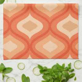 Midden eeuws vintage ogee patroon in oranje beige  theedoek