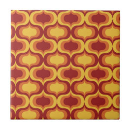 Midden eeuws vintage oranje geel rood Ogee patroon Tegeltje